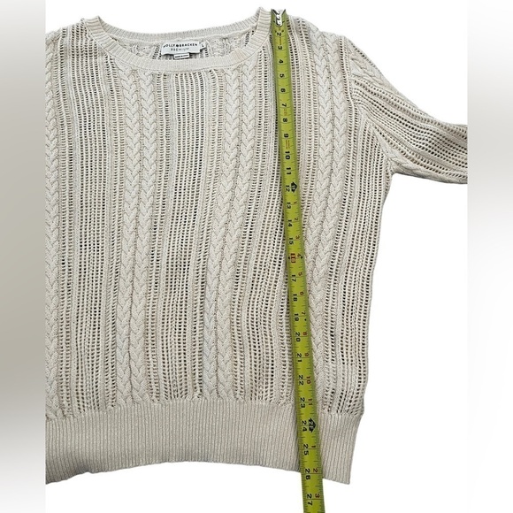 Molly Bracken Open Knit Cream Sweater with Ruffle Sleeves - Size Large - Picture 11 of 11